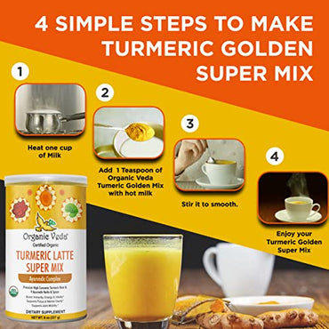 Turmeric latte super mix ayurvedic complex by Organic Veda, 227 grams (8 oz)