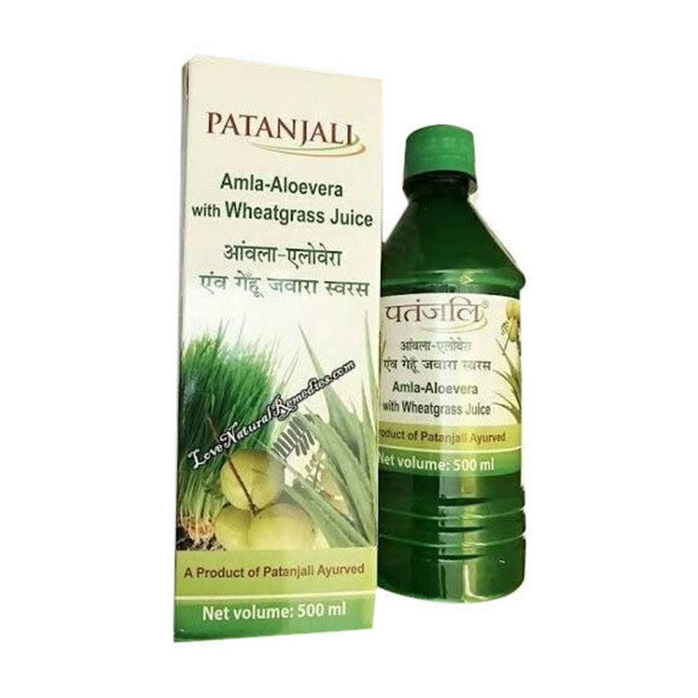 Patanjali Amla Aloevera with Wheat Grass Juice, 500 ML (1.1 LB)